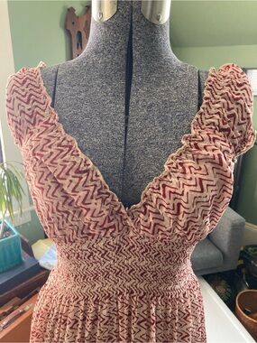 Cap sleeve Cotton Patterned Maxi Dress
